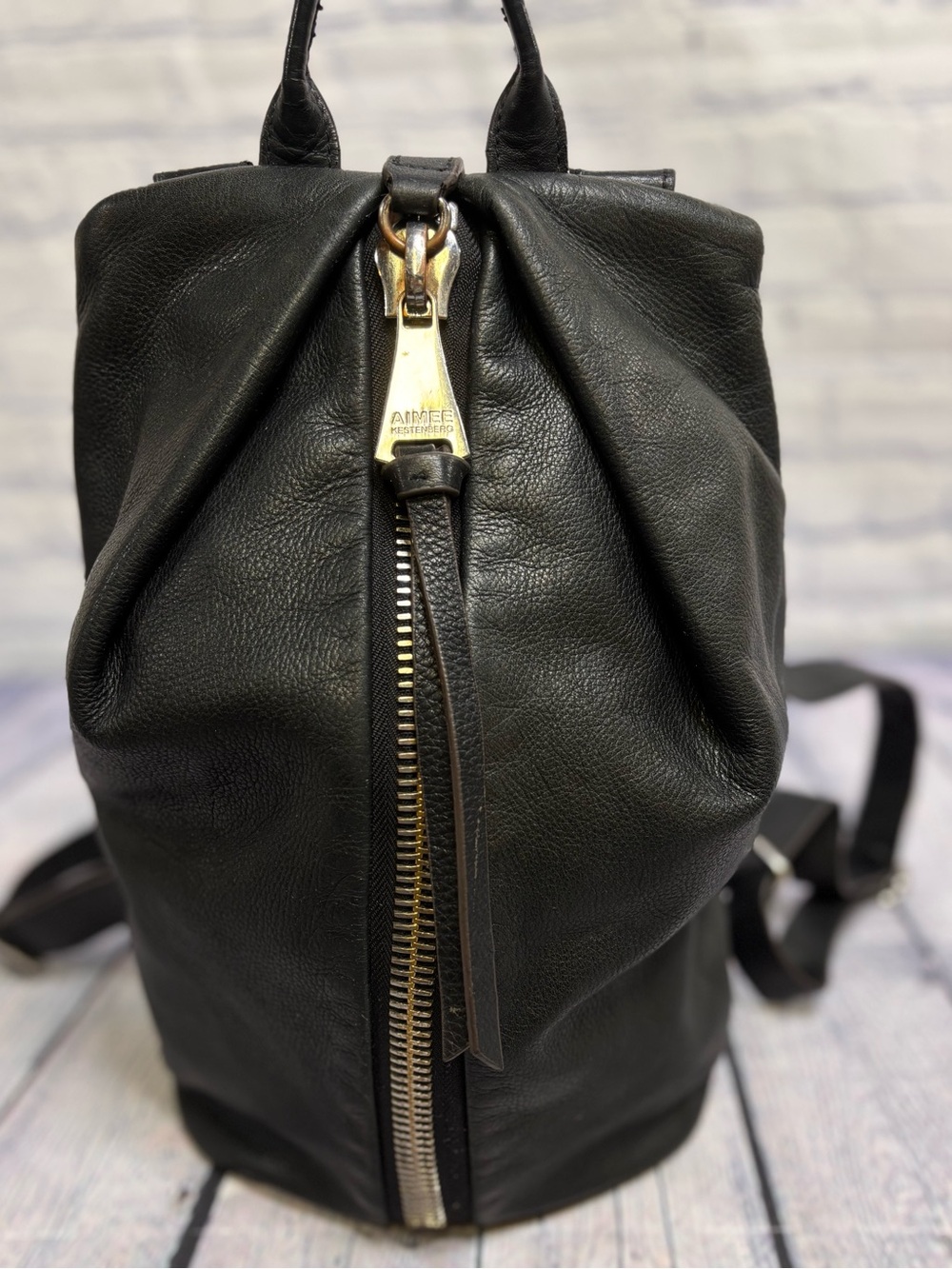 Aimee Kestenberg Tamitha Black Pebbled Leather Boho Classic Backpack Purse